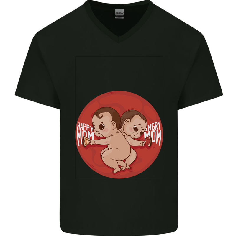 Angry Mom New Baby Pregnancy Pregnant Mens V-Neck Cotton T-Shirt Black