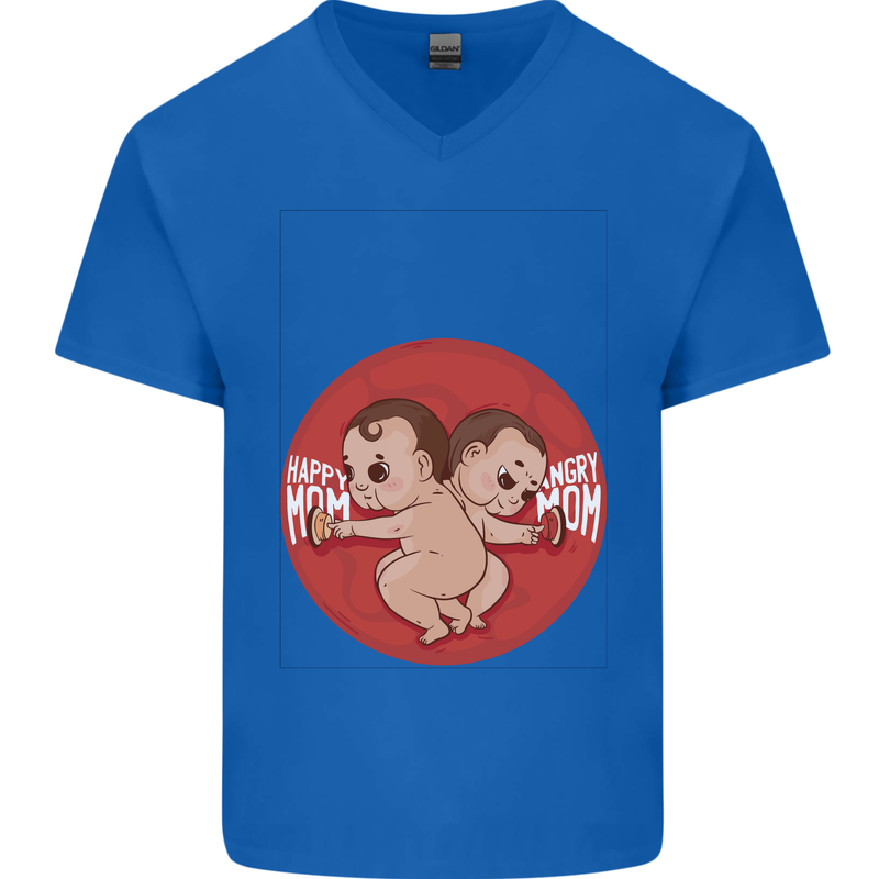 Angry Mom New Baby Pregnancy Pregnant Mens V-Neck Cotton T-Shirt Royal Blue