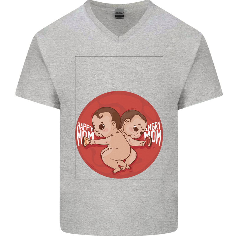 Angry Mom New Baby Pregnancy Pregnant Mens V-Neck Cotton T-Shirt Sports Grey