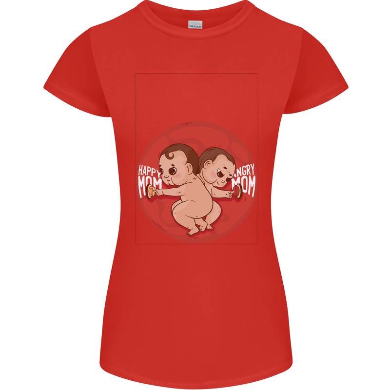 Angry Mom New Baby Pregnancy Pregnant Womens Petite Cut T-Shirt Red