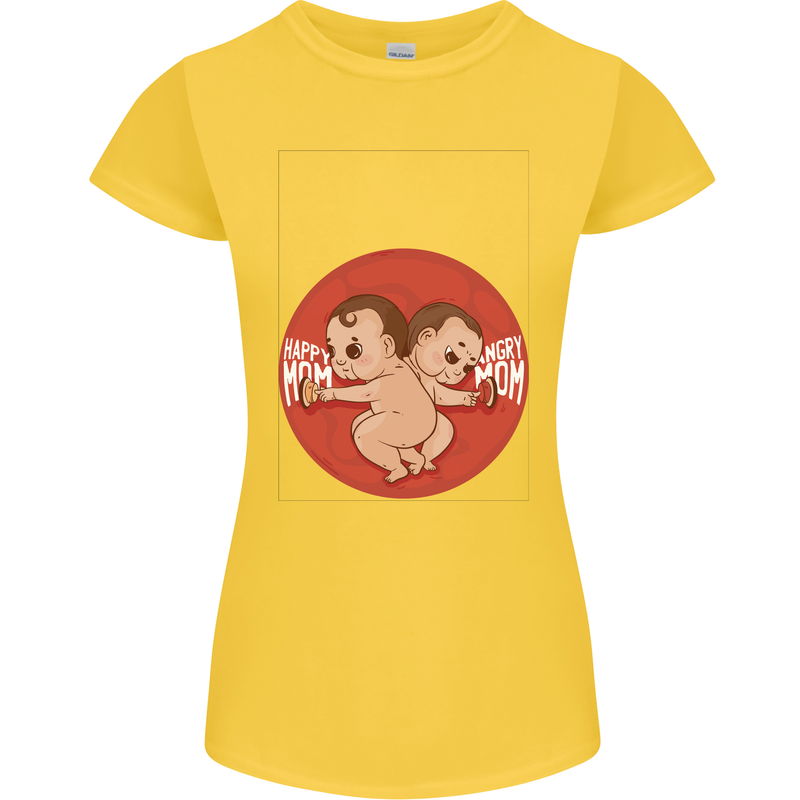 Angry Mom New Baby Pregnancy Pregnant Womens Petite Cut T-Shirt Yellow