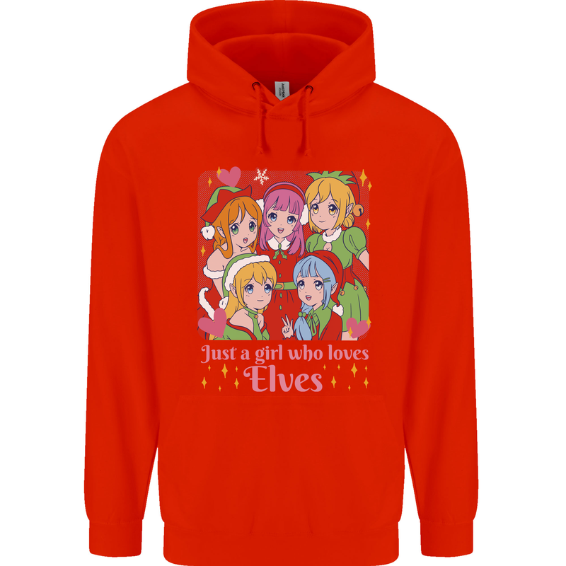 Anime A Girl Who Loves Elves Christmas Xmas Childrens Kids Hoodie Bright Red