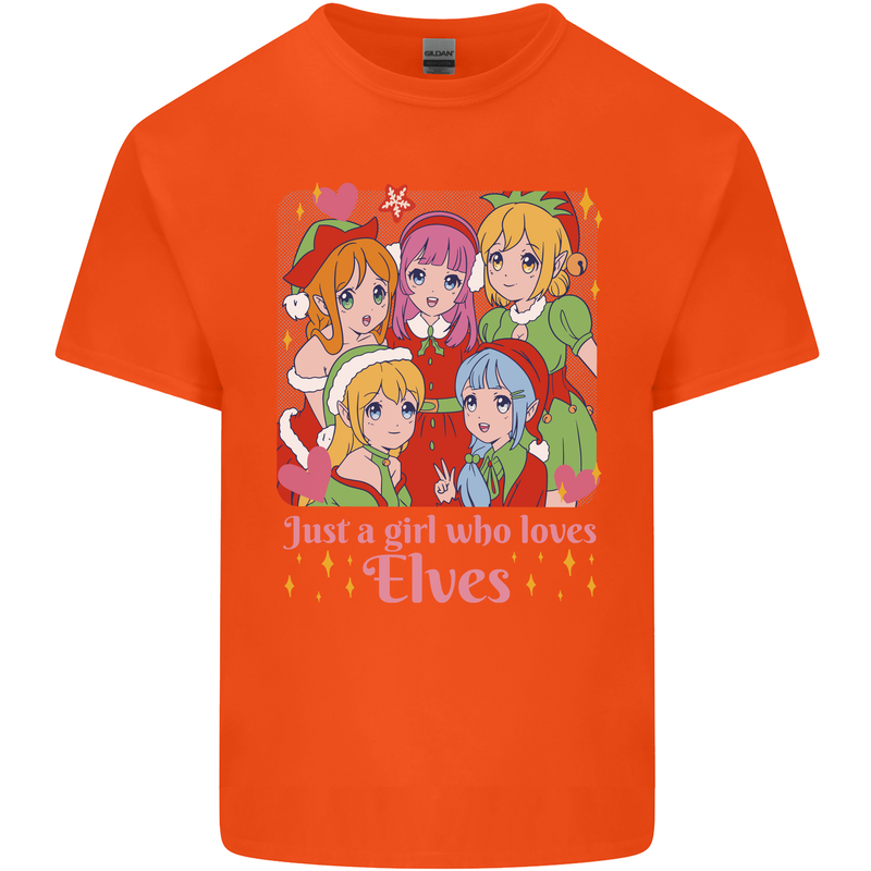Anime A Girl Who Loves Elves Christmas Xmas Kids T-Shirt Childrens Orange