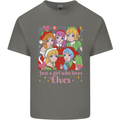 Anime A Girl Who Loves Elves Christmas Xmas Mens Cotton T-Shirt Tee Top Charcoal