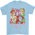 Anime A Girl Who Loves Elves Christmas Xmas Mens T-Shirt 100% Cotton Light Blue