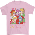Anime A Girl Who Loves Elves Christmas Xmas Mens T-Shirt 100% Cotton Light Pink