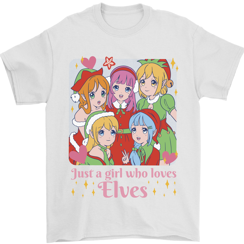Anime A Girl Who Loves Elves Christmas Xmas Mens T-Shirt 100% Cotton White