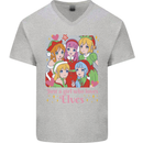 Anime A Girl Who Loves Elves Christmas Xmas Mens V-Neck Cotton T-Shirt Sports Grey