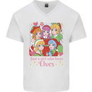 Anime A Girl Who Loves Elves Christmas Xmas Mens V-Neck Cotton T-Shirt White