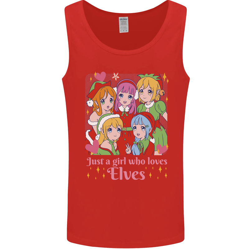 Anime A Girl Who Loves Elves Christmas Xmas Mens Vest Tank Top Red