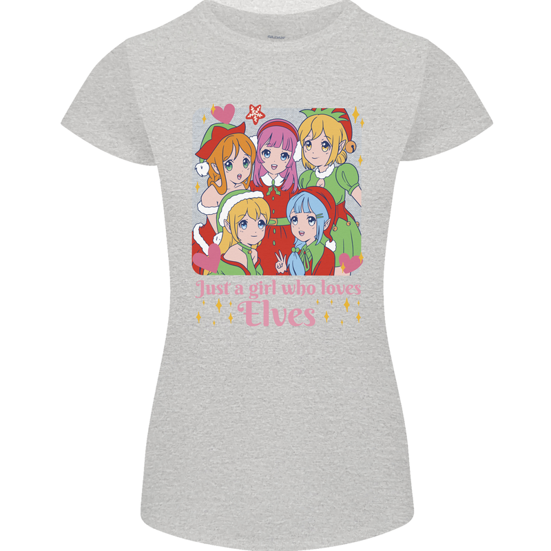 Anime A Girl Who Loves Elves Christmas Xmas Womens Petite Cut T-Shirt Sports Grey