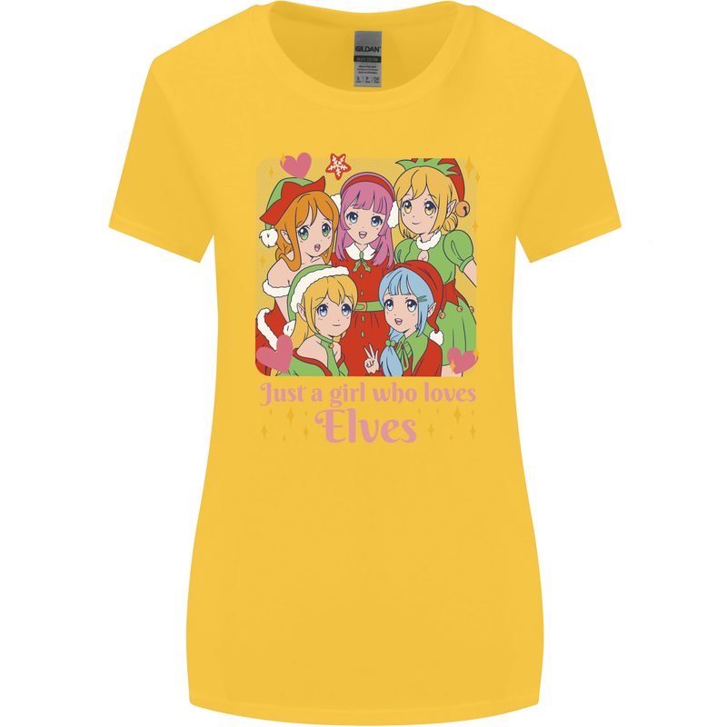 Anime A Girl Who Loves Elves Christmas Xmas Womens Wider Cut T-Shirt Yellow