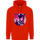 Anime Cat Girl Mens 80% Cotton Hoodie Bright Red