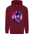 Anime Cat Girl Mens 80% Cotton Hoodie Maroon