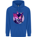 Anime Cat Girl Mens 80% Cotton Hoodie Royal Blue