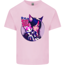 Anime Cat Girl Mens Cotton T-Shirt Tee Top Light Pink