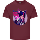 Anime Cat Girl Mens Cotton T-Shirt Tee Top Maroon