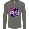 Anime Cat Girl Mens Long Sleeve T-Shirt Charcoal