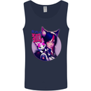 Anime Cat Girl Mens Vest Tank Top Navy Blue