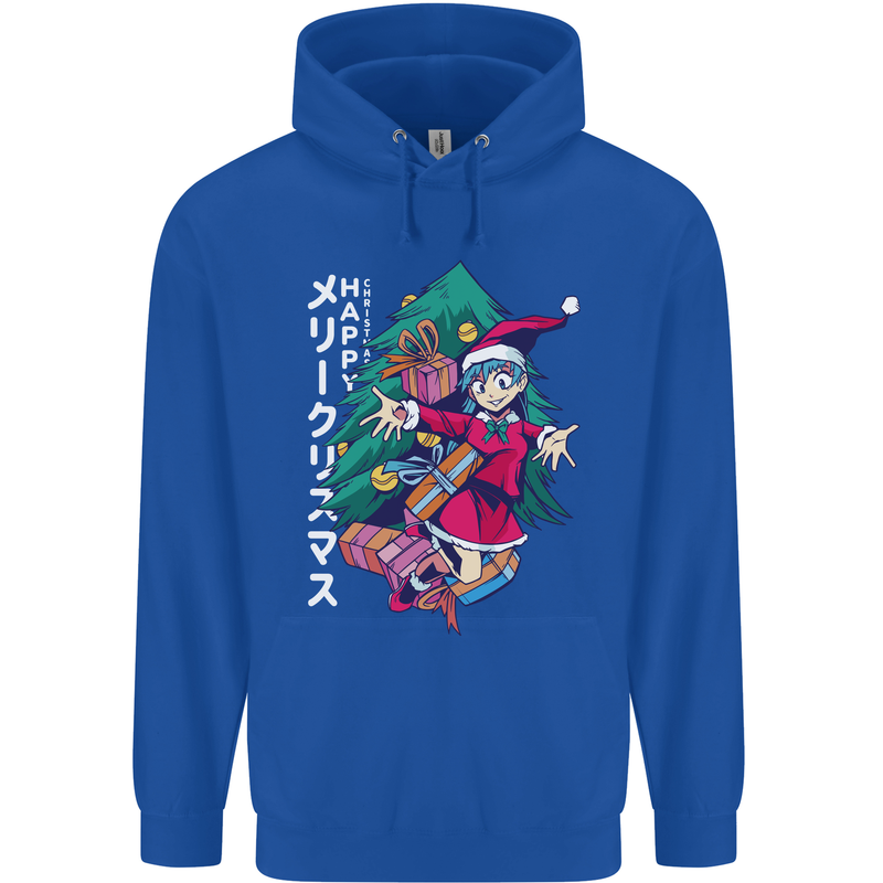 Anime Elf Christmas Tree Xmas Childrens Kids Hoodie Royal Blue