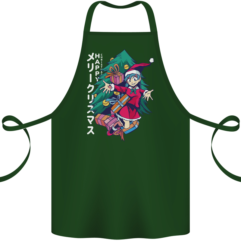 Anime Elf Christmas Tree Xmas Cotton Apron 100% Organic Forest Green