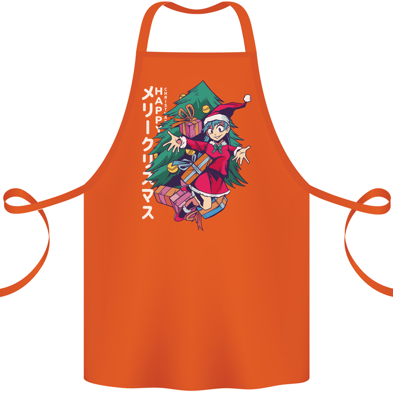 Anime Elf Christmas Tree Xmas Cotton Apron 100% Organic Orange