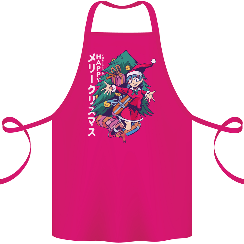 Anime Elf Christmas Tree Xmas Cotton Apron 100% Organic Pink