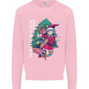 Anime Elf Christmas Tree Xmas Kids Sweatshirt Jumper Light Pink