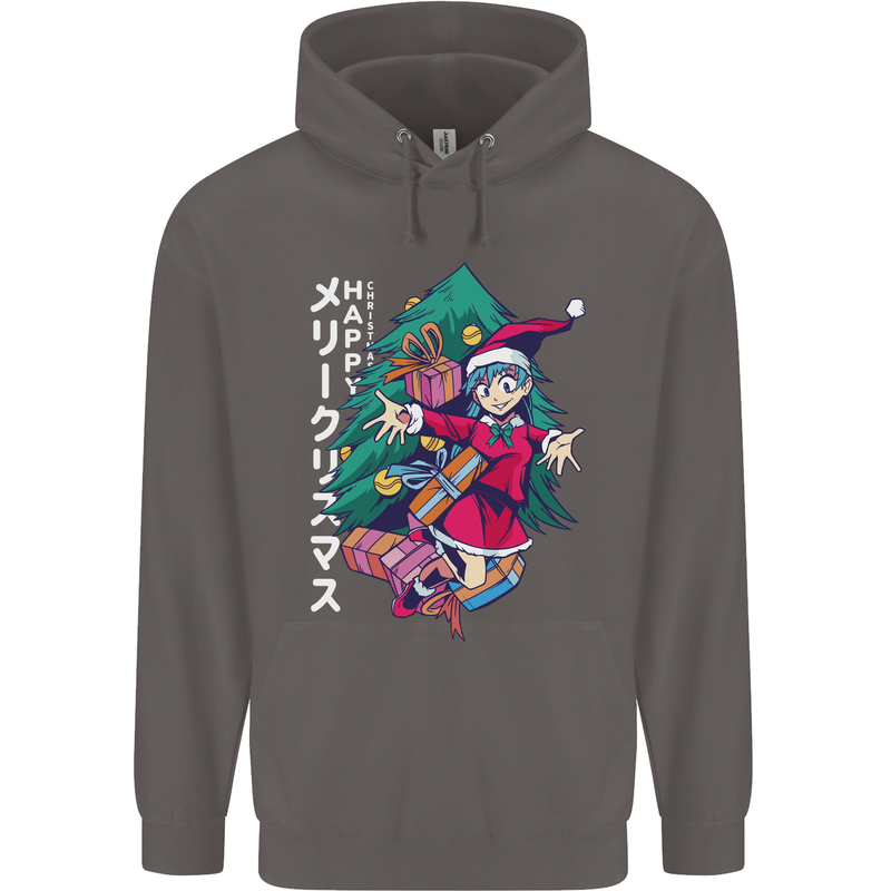 Anime Elf Christmas Tree Xmas Mens 80% Cotton Hoodie Charcoal