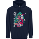 Anime Elf Christmas Tree Xmas Mens 80% Cotton Hoodie Navy Blue