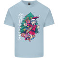 Anime Elf Christmas Tree Xmas Mens Cotton T-Shirt Tee Top Light Blue