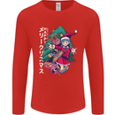 Anime Elf Christmas Tree Xmas Mens Long Sleeve T-Shirt Red