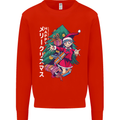 Anime Elf Christmas Tree Xmas Mens Sweatshirt Jumper Bright Red