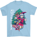Anime Elf Christmas Tree Xmas Mens T-Shirt 100% Cotton Light Blue