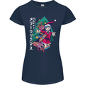 Anime Elf Christmas Tree Xmas Womens Petite Cut T-Shirt Navy Blue