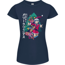 Anime Elf Christmas Tree Xmas Womens Petite Cut T-Shirt Navy Blue