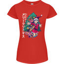 Anime Elf Christmas Tree Xmas Womens Petite Cut T-Shirt Red