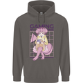 Anime Gamer Girl Gaming Video Games Mens 80% Cotton Hoodie Charcoal
