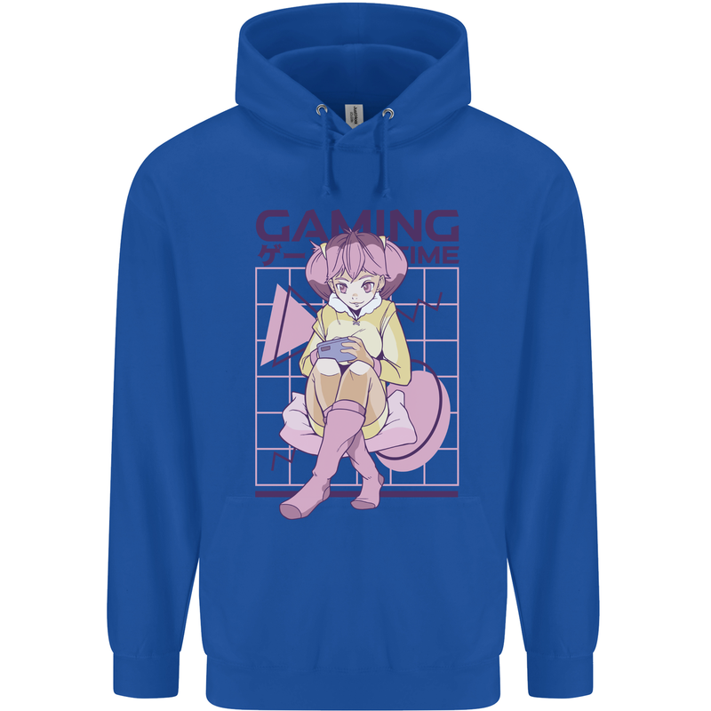 Anime Gamer Girl Gaming Video Games Mens 80% Cotton Hoodie Royal Blue