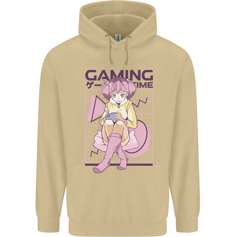 Anime Gamer Girl Gaming Video Games Mens 80% Cotton Hoodie Sand