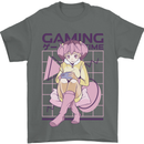 Anime Gamer Girl Gaming Video Games Mens T-Shirt 100% Cotton Charcoal