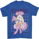Anime Gamer Girl Gaming Video Games Mens T-Shirt 100% Cotton Royal Blue
