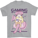 Anime Gamer Girl Gaming Video Games Mens T-Shirt 100% Cotton Sports Grey