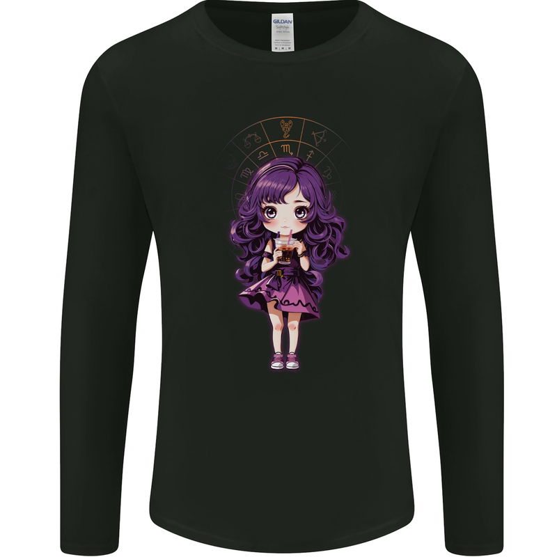 Anime Leo Chibi Mens Long Sleeve T-Shirt Black