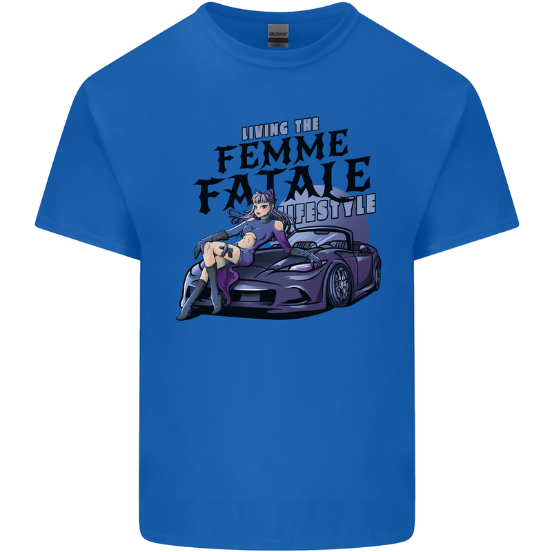 Anime Living the Femme Fatale Lifestyle Mens Cotton T-Shirt Tee Top Royal Blue