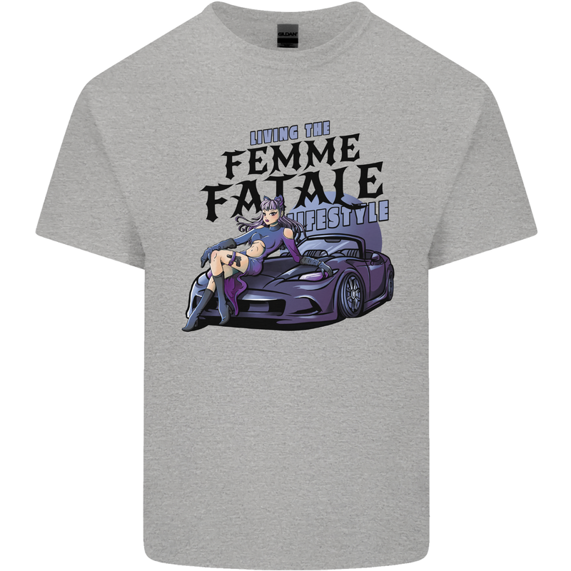 Anime Living the Femme Fatale Lifestyle Mens Cotton T-Shirt Tee Top Sports Grey