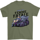 Anime Living the Femme Fatale Lifestyle Mens T-Shirt 100% Cotton Military Green