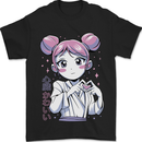 Anime Love Heart Girl Mens T-Shirt 100% Cotton Black