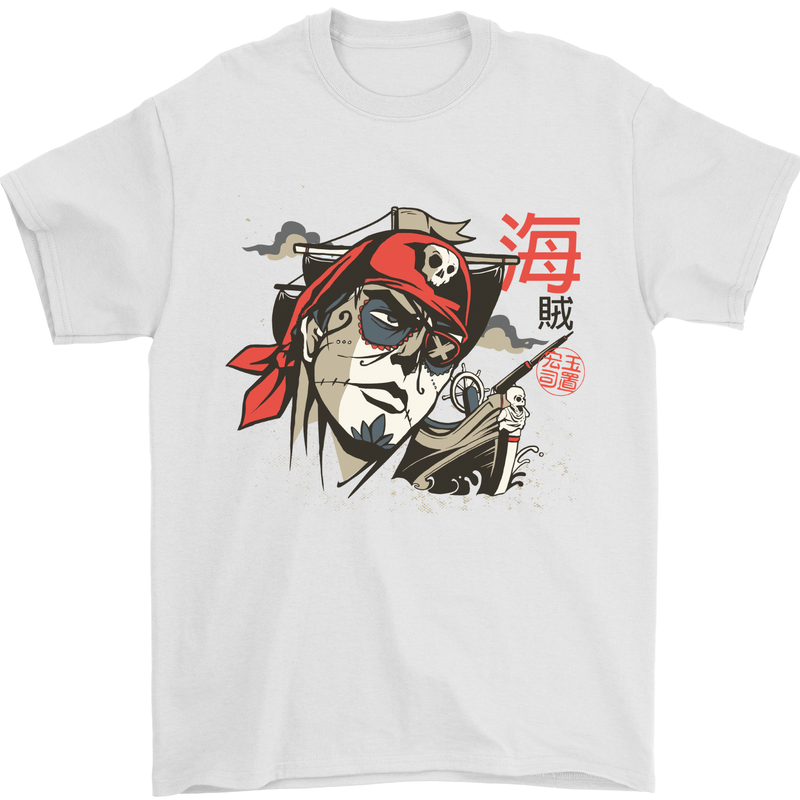 Anime Pirate Mens T-Shirt 100% Cotton White