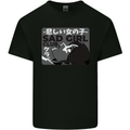 Anime Sad Girl Mens Cotton T-Shirt Tee Top Black